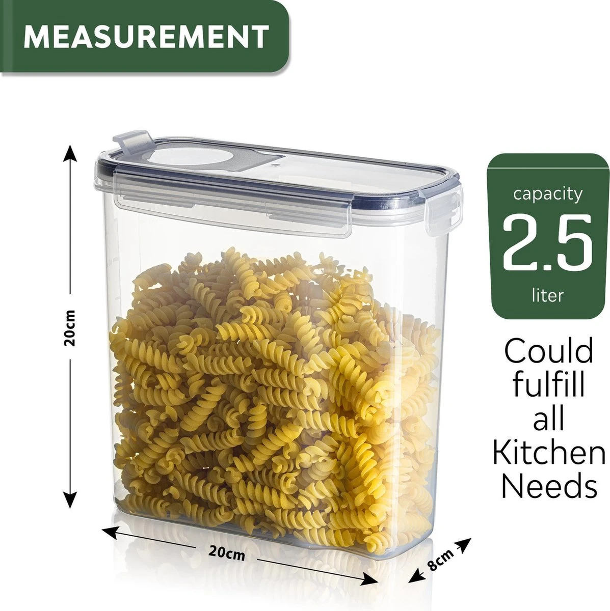 TNM Luxe Luchtdichte Voorraadbussen Set Zwart (4x2,5L), Voorraadpotten, Voedselcontainer Met Deksel, Vershouddoos 3 TNM Luxe Luchtdichte Voorraadbussen Set Zwart (4x2,5L), Voorraadpotten, Voedselcontainer Met Deksel, Vershouddoos - Afbeelding 3