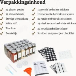 25 Glazen Kruidenpotjes Met Strooideksel - Vierkante Kruidenstrooier - Complete Set Met Stickers, Trechter En Stift -Thuis Opslag Winkel 1198x1200 7