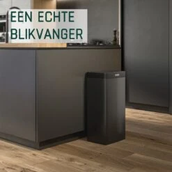 Sensor Prullenbak Zwart 50 Liter - Automatische Softclose Deksel - 50L - Zwarte Afvalemmer Stangvollby KINNA - Scandinavisch Design - Afvalbak - Infrarood Bewegingssensor - Vingerafdrukvrij En Vuilafstotend RVS - Hygiënische Keuken En Kantoor Vuilbak -Thuis Opslag Winkel 1199x1200 18