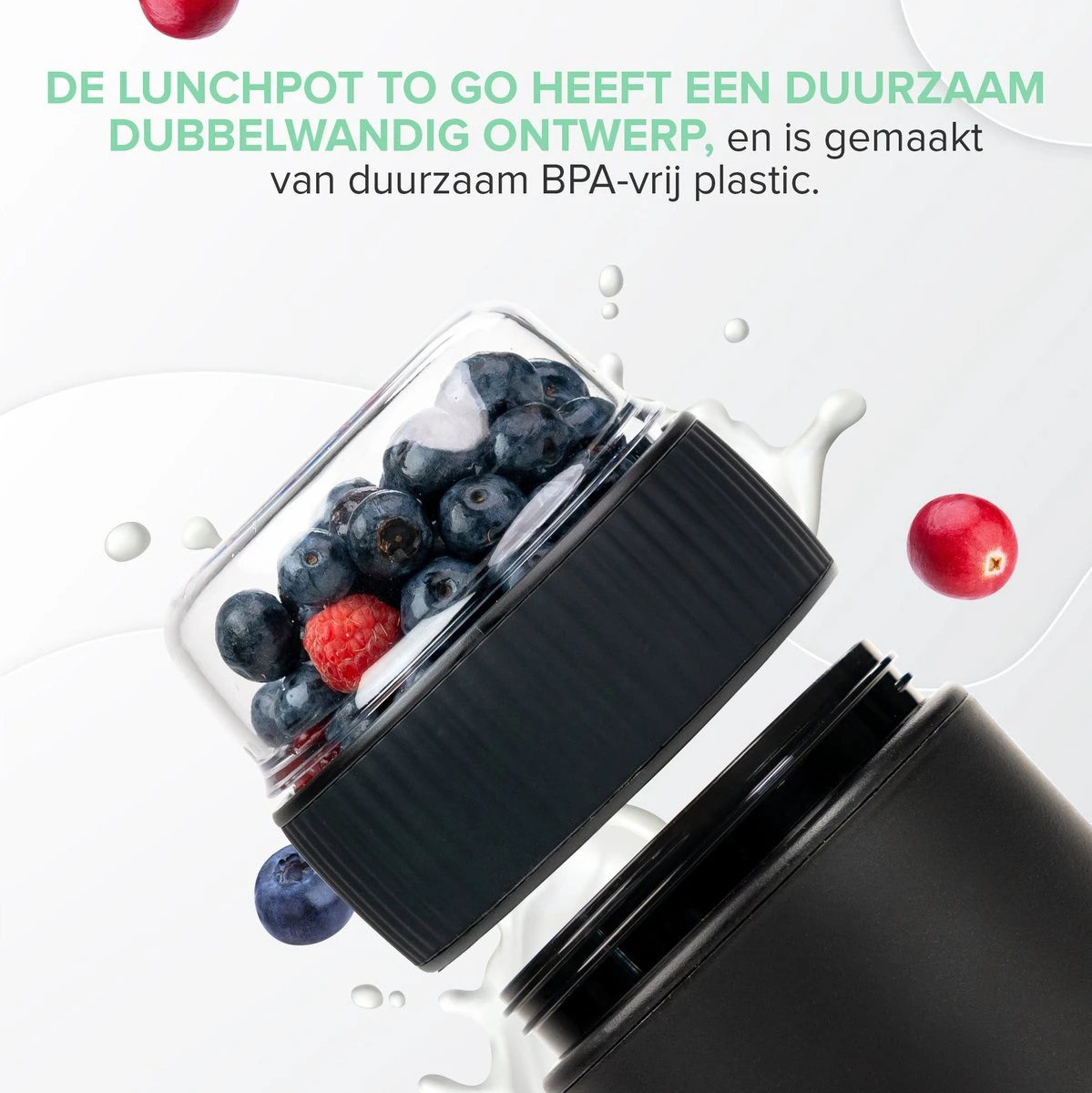 Coninx Yoghurtbeker To Go - Muesli Beker To Go - Lunchbeker - Mueslibeker 640ml (450ml+190ml) - Zwart 3 Coninx Yoghurtbeker To Go - Muesli Beker To Go - Lunchbeker - Mueslibeker 640ml (450ml+190ml) - Zwart - Afbeelding 3