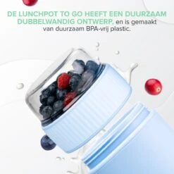 Coninx Yoghurtbeker To Go - Muesli Beker To Go - Lunchbeker - Mueslibeker 640ml ( 450ml+190ml ) - Blauw -Thuis Opslag Winkel 1199x1200