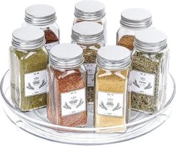 Merkloos Kruidenrek Draaibaar - Transparant - Diameter 23,5 Cm - Multifunctioneel Draaiplateau