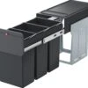 Hailo 0310-300 EcoLine Design Trio L Inbouwafvalemmer 3x10L Met 3 Compartimenten Zwart