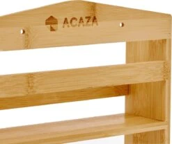 ACAZA Ophangbaar Kruidenrek Met 10 Glazen Kruidenpotjes, Spice Rack, Keuken Rek, Kruiden Organizer Voor Specerijen, Peper, Zout, 26 Cm Breed, Bamboe -Thuis Opslag Winkel 1200x1009