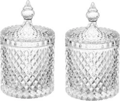 2x Stuks Snoeppotten/voorraadpotten 0,52L Glas Met Deksel - 520 Ml - Bonbonnieres