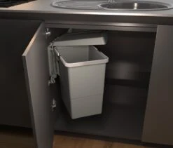 Eleganca Afvalbak 24 Liter – Inbouw Prullenbak – Inbouw Afvalemmer 24L – Uittrekbare Prullenbak – Afvalemmer Keuken – Hygiënisch – Ruimtebesparend Vuilnisbak – Uitdraaiende Prullenbak Deur – Antraciet – B34.1xD26xH46.6cm