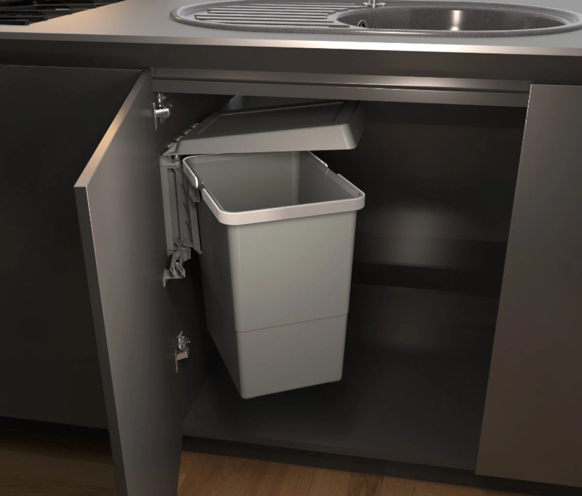 Eleganca Afvalbak 24 Liter – Inbouw Prullenbak – Inbouw Afvalemmer 24L – Uittrekbare Prullenbak – Afvalemmer Keuken – Hygiënisch – Ruimtebesparend Vuilnisbak – Uitdraaiende Prullenbak Deur – Antraciet – B34.1xD26xH46.6cm 1 Eleganca Afvalbak 24 Liter – Inbouw Prullenbak – Inbouw Afvalemmer 24L – Uittrekbare Prullenbak – Afvalemmer Keuken – Hygiënisch – Ruimtebesparend Vuilnisbak – Uitdraaiende Prullenbak Deur – Antraciet – B34.1xD26xH46.6cm