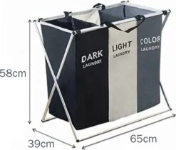 Moderne Wasmand Met 3 Vakken - Aluminium Wassorteerder - Opvouwbaar - 118L - Laundry Basket -Thuis Opslag Winkel 1200x1027 1