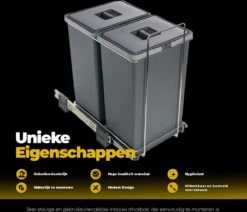 Eleganca Afvalbak 2x24 Liter - Uittrekbare Prullenbak - Vuilnisbak - Afvalscheiding - Inbouw Afvalemmer 48 Liter - Antraciet - B32xD46xH52cm 12 Eleganca Afvalbak 2x24 Liter - Uittrekbare Prullenbak - Vuilnisbak - Afvalscheiding - Inbouw Afvalemmer 48 Liter - Antraciet - B32xD46xH52cm -Thuis Opslag Winkel 1200x1030