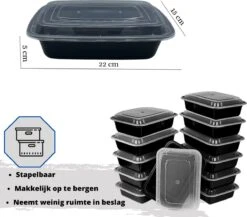 Meal Prep Bakjes - 10 Stuks - 1 Compartiment - Lunchbox - Diepvriesbakjes - Vershoudbakjes - Plastic Bakjes Met Deksel - Magnetron Bakjes Met Deksel - Meal Prep - Vershouddoos - 1L - BPA Vrij -Thuis Opslag Winkel 1200x1055 3