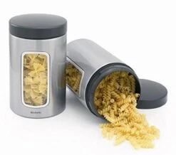 Brabantia Voorraadbus - 1,4 L - Matt Steel Fingerprint Proof / Matt Black Deksel - Met Venster -Thuis Opslag Winkel 1200x1060