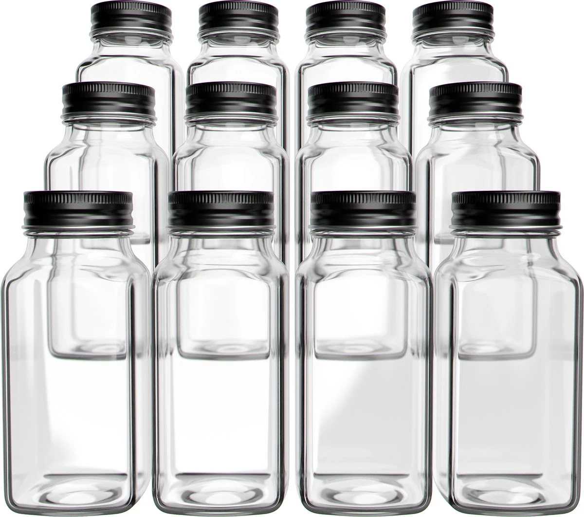 12 Glazen Kruidenpotjes Met Deksel - Kruidenstrooier - Strooideksel - Vierkant - Strooibus - Complete Set Met Trechter En Stickers 1 12 Glazen Kruidenpotjes Met Deksel - Kruidenstrooier - Strooideksel - Vierkant - Strooibus - Complete Set Met Trechter En Stickers