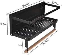 Merkloos Kruidenrek Zwart - Multifunctioneel Ophangbaar Keukenrek - Keukenrolhouder Zwart - Multifunctioneel Kruidenrek - Magnetisch Kruidenrek - Keuken Organizer - Koelkast Rek -Thuis Opslag Winkel 1200x1066