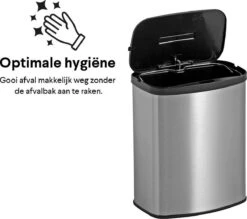 Prullenbak Met Sensor - 8 Liter - RVS - Toilet Afvalemmer - Badkamer Afvalbak Homra IXXA - Vuilnisbak - 8L - Vingerafdrukvrij RVS - Hygiënisch - Automatische Softclose Deksel - Automatische Deksel - Sensor Vuilbak -Thuis Opslag Winkel 1200x1066 3