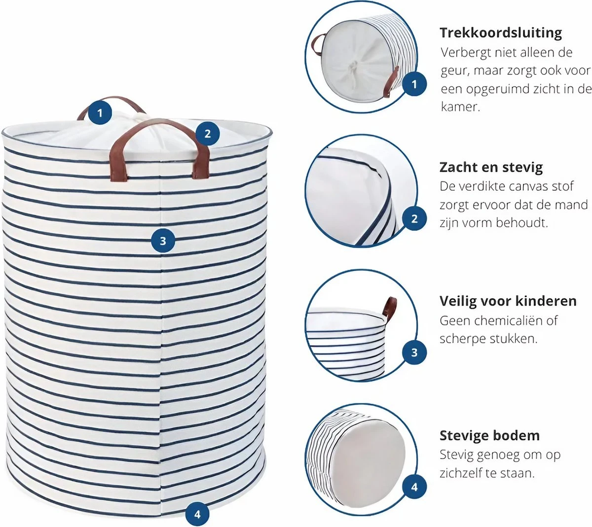 MAESON Wasmand Met Deksel - Opvouwbaar - Waterdicht - 72 L - Opbergmand Kinderkamer - Wit 8 MAESON Wasmand Met Deksel - Opvouwbaar - Waterdicht - 72 L - Opbergmand Kinderkamer - Wit - Afbeelding 8