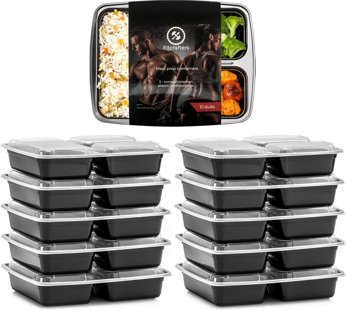 Meal Prep Bakjes - 10 Stuks - 3 Compartimenten - Lunchbox - Diepvriesbakjes - Vershoudbakjes - Plastic Bakjes Met Deksel - Magnetron Bakjes Met Deksel - Meal Prep - Vershouddoos - 1L - BPA Vrij – Fitcrafters 1 Meal Prep Bakjes - 10 Stuks - 3 Compartimenten - Lunchbox - Diepvriesbakjes - Vershoudbakjes - Plastic Bakjes Met Deksel - Magnetron Bakjes Met Deksel - Meal Prep - Vershouddoos - 1L - BPA Vrij – Fitcrafters