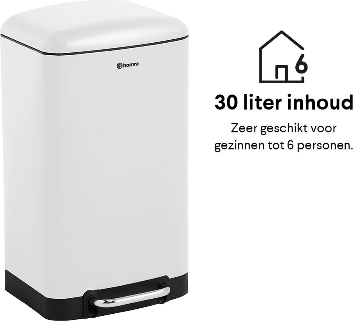 Homra FEXBY Pedaalemmer Prullenbak - 30L - Hoogwaardig RVS - Wit - Met Luxe Soft Close Deksel - 30 Liter Afvalbak - Keuken Vuilbak - Kantoor Vuilnisbak - Vuilnisemmer - Pedaal Prullenbak – Hygiënisch 12 Homra FEXBY Pedaalemmer Prullenbak - 30L - Hoogwaardig RVS - Wit - Met Luxe Soft Close Deksel - 30 Liter Afvalbak - Keuken Vuilbak - Kantoor Vuilnisbak - Vuilnisemmer - Pedaal Prullenbak – Hygiënisch - Afbeelding 12