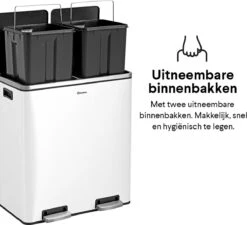 Afvalscheidingsprullenbak 2 Vakken Wit – 60 L (2x30 Liter) Pedaalemmer Homra QUICKX – Design Duo Afvalemmer RVS - Afval Scheiden - Recycle Afvalbak - Hygiënisch Pedaal - Dubbele Vuilnisbak - Keuken Vuilbak - Kantoor Prullenbak -Thuis Opslag Winkel 1200x1091 4