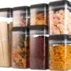 Merkloos Luchtdichte Voedselopslagcontainers Set, Keuken En Voorraadkast Organisatie Containers Plastic Canisters Met Luchtdichte Deksel Ideaal Voor Granen, Meel, Suiker, Noten, Pasta, Opslagpotten 7 Stuks