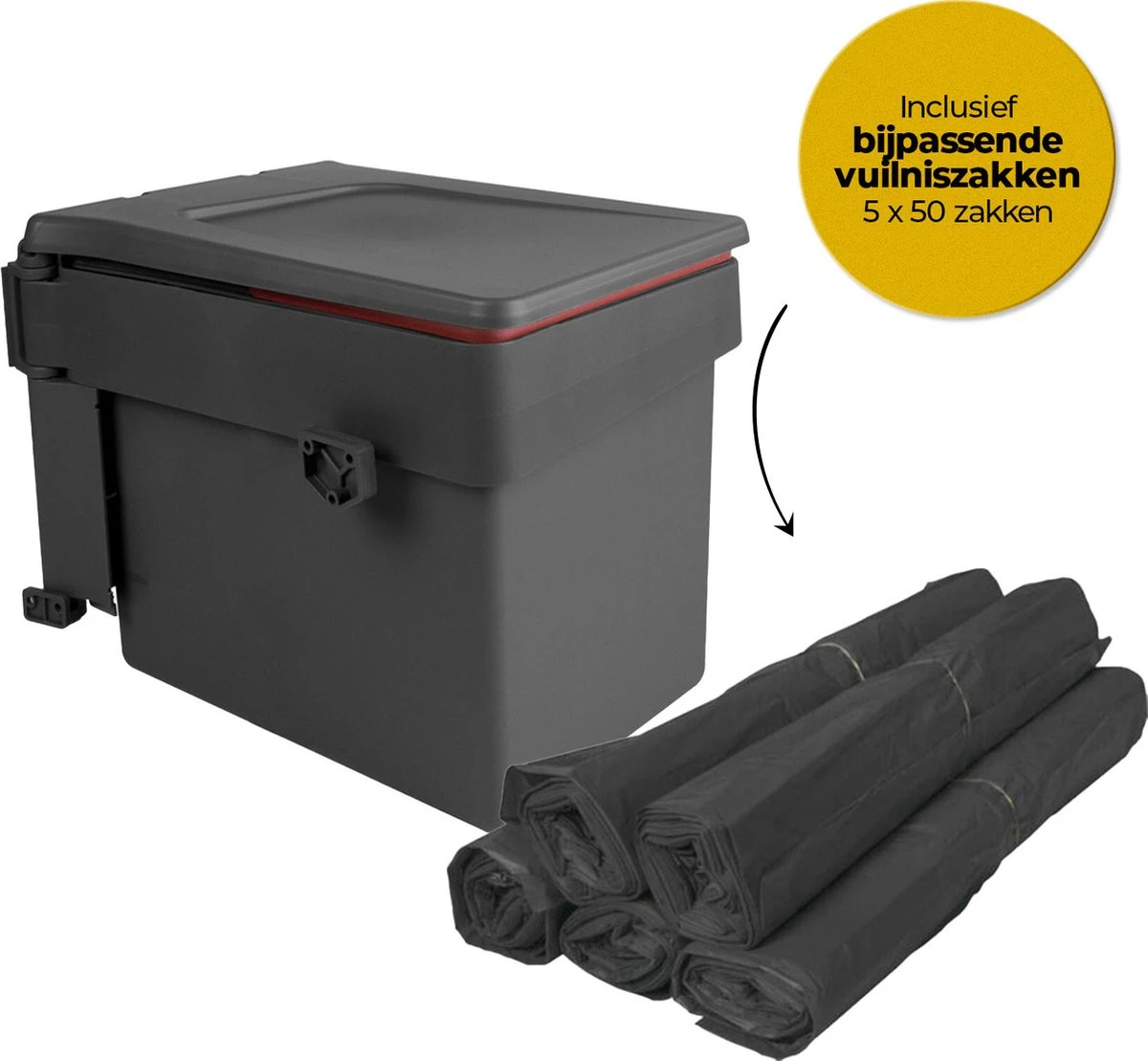 Eleganca Afvalbak 15 Liter Met Vuilniszakken - Uittrekbare Prullenbak - Inbouw Afvalemmer - Vuilnisbak Antraciet - B34.5x25xH28.5cm - Geleverd Met 5x50 Bijpassende Vuilniszakken 1 Eleganca Afvalbak 15 Liter Met Vuilniszakken - Uittrekbare Prullenbak - Inbouw Afvalemmer - Vuilnisbak Antraciet - B34.5x25xH28.5cm - Geleverd Met 5x50 Bijpassende Vuilniszakken