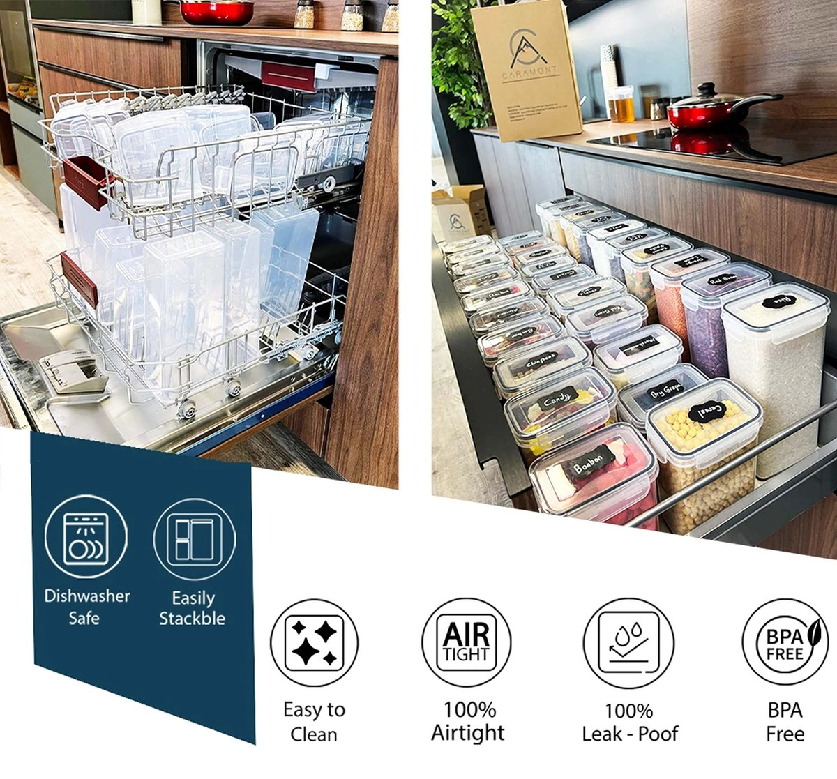 Empyrea Set Van 24 Luchtdichte Vershouddozen, Voorraad Bussen Opslag En Organisatie, Keuken En Voedselcontainer, Voorraadpotten Van Kunststof, BPA-vrij, 72 Etiketten, 3 Markers En 8 Lepels Meegeleverd | Keuken Organizer Voorraadcontainers 4 Empyrea Set Van 24 Luchtdichte Vershouddozen, Voorraad Bussen Opslag En Organisatie, Keuken En Voedselcontainer, Voorraadpotten Van Kunststof, BPA-vrij, 72 Etiketten, 3 Markers En 8 Lepels Meegeleverd | Keuken Organizer Voorraadcontainers - Afbeelding 4