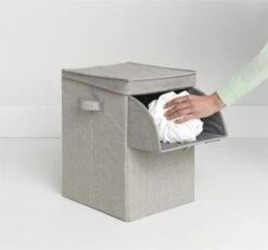 Brabantia Wasmand Met Deksel - Stapelbaar - 35 L - Grey -Thuis Opslag Winkel 1200x1118
