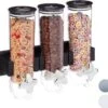 Relaxdays Cornflakes Dispenser - Drievoudig - Muesli Dispenser - Snoepautomaat - Wand - Zwart