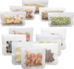 Merkloos Siliconen Vershoudzakken - 10 Stuks - Diepvrieszakken - Lekvrij - Boterhamzak Herbruikbaar - Bewaarzakjes - Duurzaam - Hersluitbaar