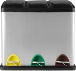 Jago - Afvalbak - 24 Liter Met 3 Vakken Voor In De Keuken - RVS Met Binnenemmer - Handvat - Deksel - Afvalscheidingssysteem - Pedaalemmer (24 Liter (3 X 8L) - Prullenbak - Vuilnisbak - Vuilnisemmer -Thuis Opslag Winkel 1200x1126 4