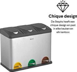 Homra STEPHS Afvalscheiding Prullenbak Met 3 Vakken - 3 X 15L Inhoud - Trio Pedaalemmer - 45 Liter - Vingerafdrukvrij - Vuilafstotend - Anti-slip - Hoogwaardig RVS - Duurzaam ABS Kunststof - RVS - Hygiënisch Recyclen - Afvalscheidingsprullenbak 23 Homra STEPHS Afvalscheiding Prullenbak Met 3 Vakken - 3 X 15L Inhoud - Trio Pedaalemmer - 45 Liter - Vingerafdrukvrij - Vuilafstotend - Anti-slip - Hoogwaardig RVS - Duurzaam ABS Kunststof - RVS - Hygiënisch Recyclen - Afvalscheidingsprullenbak -Thuis Opslag Winkel 1200x1127 1