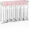 Emhouse Kruidenrek | Zesdelige Set Kruidenrek | Met Kruidenrek Staand | Keukenkast Organizer | Rek Voor Kruiden | Kruidenpotjes | Transparant | Roze Deksel