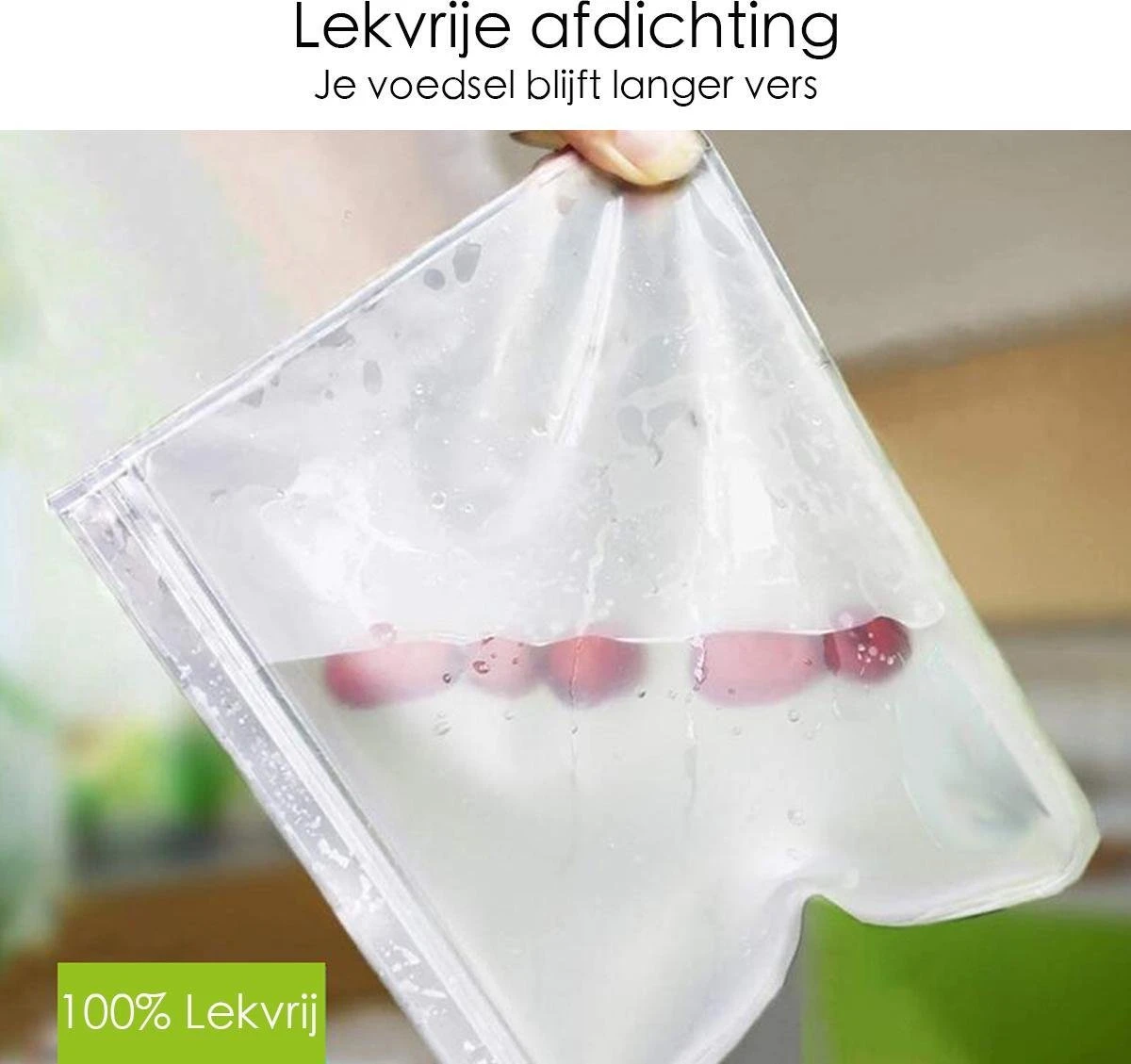 Merkloos Siliconen Vershoudzakken - 10 Stuks - Diepvrieszakken - Lekvrij - Boterhamzak Herbruikbaar - Bewaarzakjes - Duurzaam - Hersluitbaar 8 Merkloos Siliconen Vershoudzakken - 10 Stuks - Diepvrieszakken - Lekvrij - Boterhamzak Herbruikbaar - Bewaarzakjes - Duurzaam - Hersluitbaar - Afbeelding 8