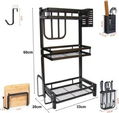 Chefs Cuisine Kruidenrek - Kruidenrek Staand - Keukenrek - Aanrecht Organiser - Bureau Organizer - Keuken Organizers - Roestvrij Staal -Thuis Opslag Winkel 1200x1130