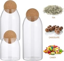 Igoods Helderglazen - Voorraadpot Met Kurkbal - Thee- En Koffiebus Met Bolvormig Houten Deksel - Voedselblikken - Keukenopslag - Opslagpotten 14 Igoods Helderglazen - Voorraadpot Met Kurkbal - Thee- En Koffiebus Met Bolvormig Houten Deksel - Voedselblikken - Keukenopslag - Opslagpotten -Thuis Opslag Winkel 1200x1132 1