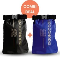 BROODNODIG® - 2PACK Herbruikbare Boterhamzak - Van 100% Gerecyclede PET-flessen - Ideaal Als Diepvrieszakjes - Lunchzak - Herbruikbaar Boterhamzakje - Foodwrap - Lunchbox - 30x20cm - Blauw & Zwart