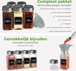 Soothe 48 Glazen Kruidenpotjes Set Met 2 Soorten Strooideksels – Kruidenstrooier – Compleet Pakket Incl Kruidenpotjes Stickers, Krijtstift En Accessoires 16 Soothe 48 Glazen Kruidenpotjes Set Met 2 Soorten Strooideksels – Kruidenstrooier – Compleet Pakket Incl Kruidenpotjes Stickers, Krijtstift En Accessoires -Thuis Opslag Winkel 1200x1134 1
