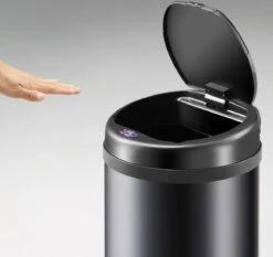 Monzana Prullenbak 56 Liter Inhoud - Met Sensor - RVS Zwart -Thuis Opslag Winkel 1200x1134 8