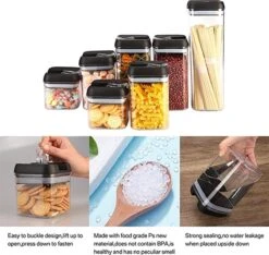 Merkloos Luchtdichte Voedselopslagcontainers Set, Keuken En Voorraadkast Organisatie Containers Plastic Canisters Met Luchtdichte Deksel Ideaal Voor Granen, Meel, Suiker, Noten, Pasta, Opslagpotten 7 Stuks -Thuis Opslag Winkel 1200x1139 11