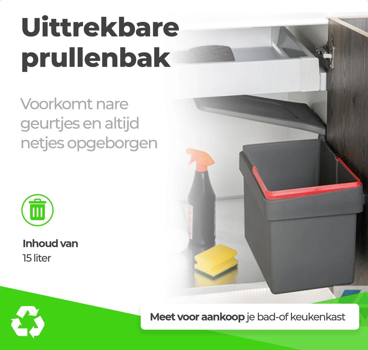 Eleganca Afvalbak 15 Liter – Inbouw Prullenbak – Inbouw Afvalemmer – Uittrekbare Prullenbak – Afvalemmer Keuken – Antraciet – Hygiënisch – Ruimtebesparend Vuilnisbak – B34.5xD25xH28,5cm 4 Eleganca Afvalbak 15 Liter – Inbouw Prullenbak – Inbouw Afvalemmer – Uittrekbare Prullenbak – Afvalemmer Keuken – Antraciet – Hygiënisch – Ruimtebesparend Vuilnisbak – B34.5xD25xH28,5cm - Afbeelding 4