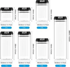 Merkloos Luchtdichte Voedselopslagcontainers Set, Keuken En Voorraadkast Organisatie Containers Plastic Canisters Met Luchtdichte Deksel Ideaal Voor Granen, Meel, Suiker, Noten, Pasta, Opslagpotten 7 Stuks -Thuis Opslag Winkel 1200x1143