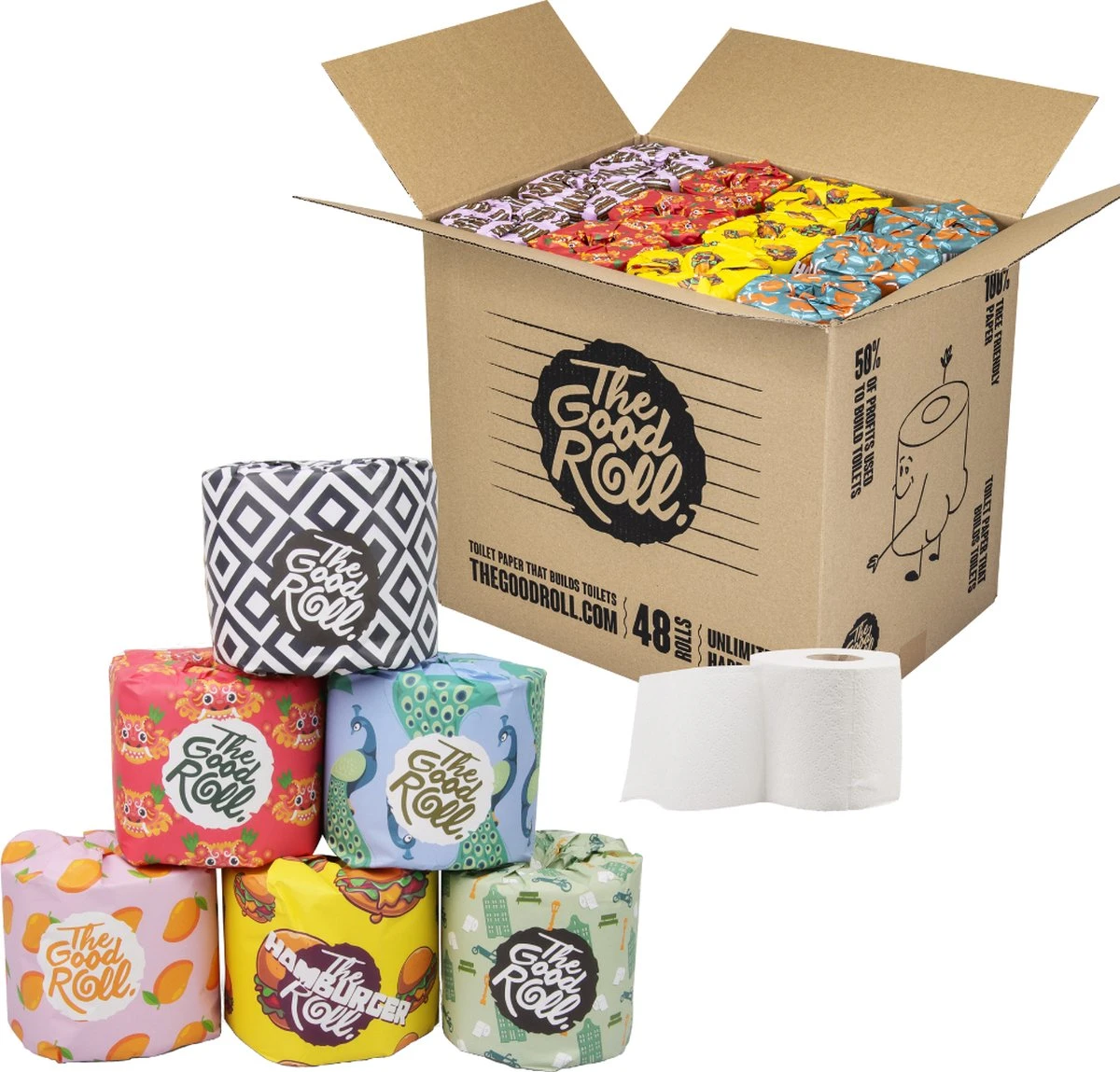 THE GOOD ROLL Toiletpapier 2-laags - 400 Vellen - 48 Stuks - The Cheerful Choice 2 THE GOOD ROLL Toiletpapier 2-laags - 400 Vellen - 48 Stuks - The Cheerful Choice - Afbeelding 2