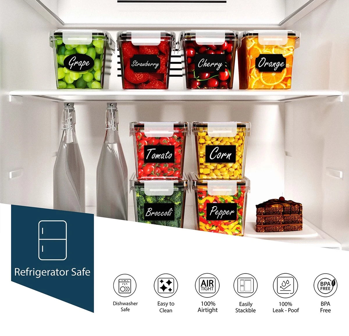Empyrea Set Van 24 Luchtdichte Vershouddozen, Voorraad Bussen Opslag En Organisatie, Keuken En Voedselcontainer, Voorraadpotten Van Kunststof, BPA-vrij, 72 Etiketten, 3 Markers En 8 Lepels Meegeleverd | Keuken Organizer Voorraadcontainers 5 Empyrea Set Van 24 Luchtdichte Vershouddozen, Voorraad Bussen Opslag En Organisatie, Keuken En Voedselcontainer, Voorraadpotten Van Kunststof, BPA-vrij, 72 Etiketten, 3 Markers En 8 Lepels Meegeleverd | Keuken Organizer Voorraadcontainers - Afbeelding 5