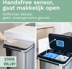 Prullenbak Met Sensor - 60 L - Afvalscheiding Vuilbak StangVollby Halden - RVS - 4 Vakken - Automatisch Lucht Filter - 60 Liter (2×18L + 2×12L) - Automatische Soft Close Deksel Met Infrarood Sensor - 4 Vaks Afvalemmer - Bacterie Filter - Design 14 Prullenbak Met Sensor - 60 L - Afvalscheiding Vuilbak StangVollby Halden - RVS - 4 Vakken - Automatisch Lucht Filter - 60 Liter (2×18L + 2×12L) - Automatische Soft Close Deksel Met Infrarood Sensor - 4 Vaks Afvalemmer - Bacterie Filter - Design -Thuis Opslag Winkel 1200x1156 9