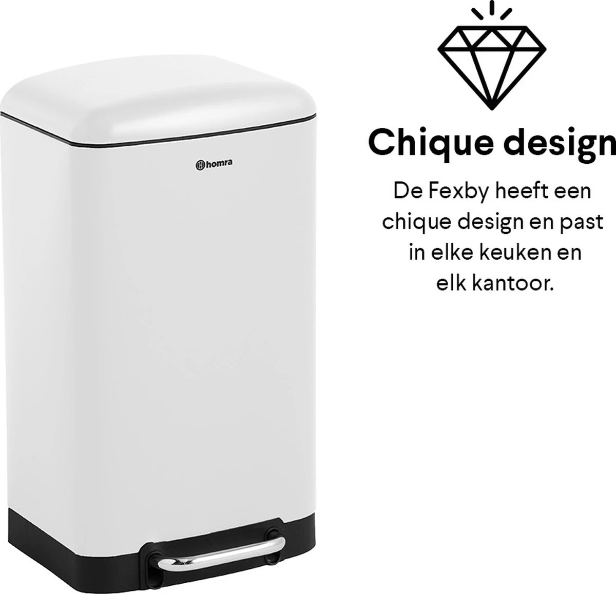 Homra FEXBY Pedaalemmer Prullenbak - 30L - Hoogwaardig RVS - Wit - Met Luxe Soft Close Deksel - 30 Liter Afvalbak - Keuken Vuilbak - Kantoor Vuilnisbak - Vuilnisemmer - Pedaal Prullenbak – Hygiënisch 9 Homra FEXBY Pedaalemmer Prullenbak - 30L - Hoogwaardig RVS - Wit - Met Luxe Soft Close Deksel - 30 Liter Afvalbak - Keuken Vuilbak - Kantoor Vuilnisbak - Vuilnisemmer - Pedaal Prullenbak – Hygiënisch - Afbeelding 9