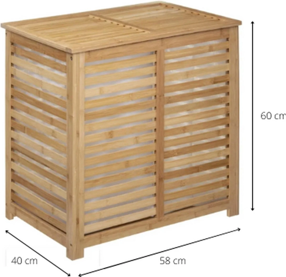 Merkloos Bamboe Wasmand XL Dubbel - Rieten Mand Met Deksel - 60 X 40 X 58 Cm 2 Merkloos Bamboe Wasmand XL Dubbel - Rieten Mand Met Deksel - 60 X 40 X 58 Cm - Afbeelding 2