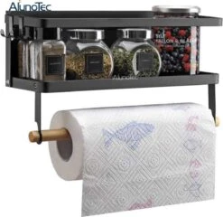 Merkloos Kruidenrek Zwart - Multifunctioneel Ophangbaar Keukenrek - Keukenrolhouder Zwart - Multifunctioneel Kruidenrek - Magnetisch Kruidenrek - Keuken Organizer - Koelkast Rek -Thuis Opslag Winkel 1200x1168 1