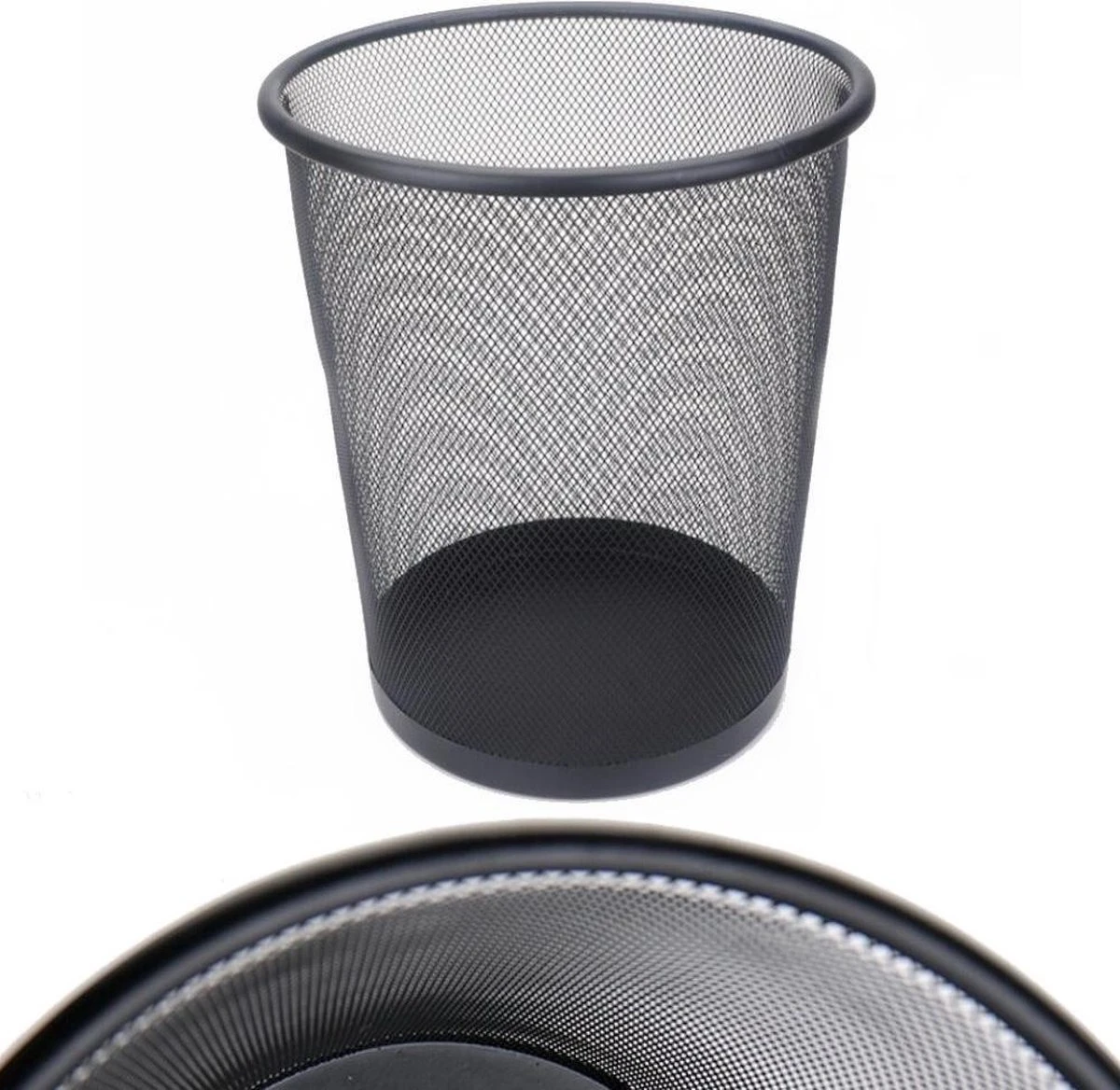 Merkloos Decopatent® Design Ronde Prullenbak Voor Kantoor - Papierbak - Mesh - Metaal - Papiermand - Prullenmand Voor Onder Bureau - Zwart 2 Merkloos Decopatent® Design Ronde Prullenbak Voor Kantoor - Papierbak - Mesh - Metaal - Papiermand - Prullenmand Voor Onder Bureau - Zwart - Afbeelding 2