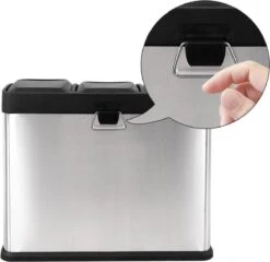 Songmics Metalen Trio Prullenbak - 3x 15 L Vakken Afval Scheiden - Afvalscheiding Pedaalemmer - Keuken Trash Can - 45 Liter -Thuis Opslag Winkel 1200x1168 5