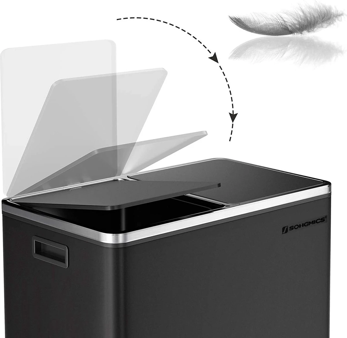 Soph & Tess Prullenbak Afvalscheiding - Vuilnisbak 60L (2x 30L) - Pedaalemmer - 59 X 65 X 32 Cm - Zwart 6 Soph & Tess Prullenbak Afvalscheiding - Vuilnisbak 60L (2x 30L) - Pedaalemmer - 59 X 65 X 32 Cm - Zwart - Afbeelding 6