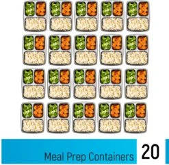 Meal Prep Bakjes - 20 Stuks - 3 Compartimenten - Lunchbox - Diepvriesbakjes - Vershoudbakjes - Plastic Bakjes Met Deksel - Magnetron Bakjes Met Deksel - Meal Prep - Vershouddoos - 1L - BPA Vrij - Fitcrafters -Thuis Opslag Winkel 1200x1169 8